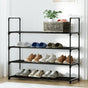 Artiss Shoe Rack 4-tier 16 Pairs Stackable Black STACK-SHOE-04-BK