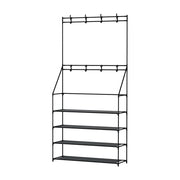 Artiss Shoe Rack Hall Tree 16 Pairs Black STACK-SHOE-05-BK