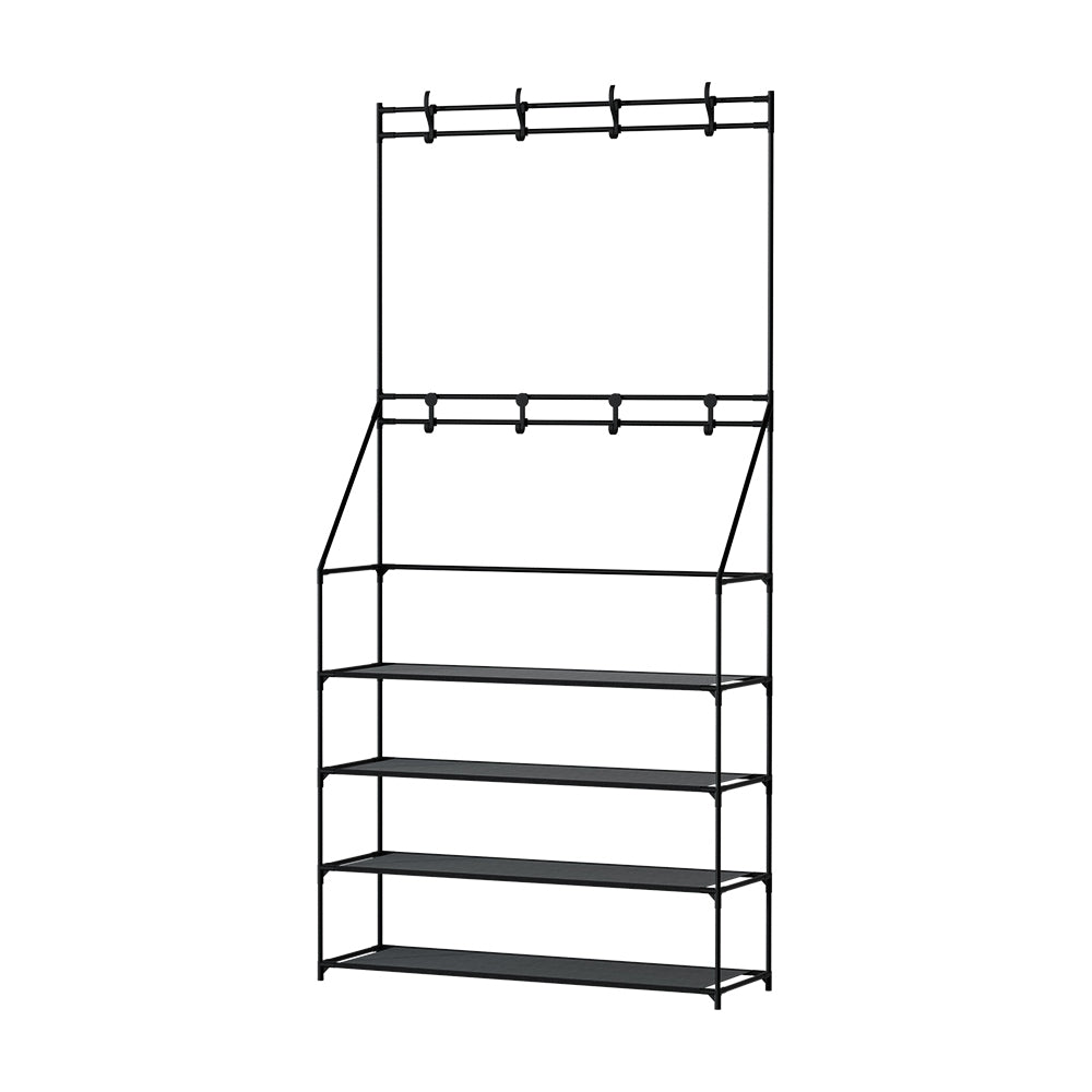 Artiss Shoe Rack Hall Tree 16 Pairs Black STACK-SHOE-05-BK