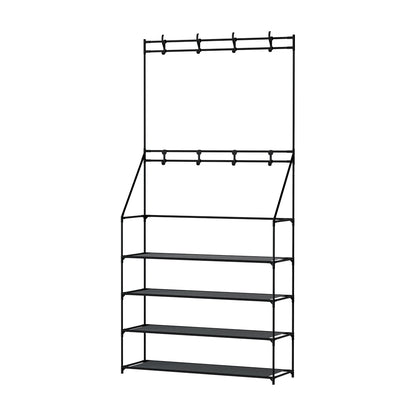 Artiss Shoe Rack Hall Tree 16 Pairs Black STACK-SHOE-05-BK