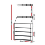Artiss Shoe Rack Hall Tree 16 Pairs Black STACK-SHOE-05-BK