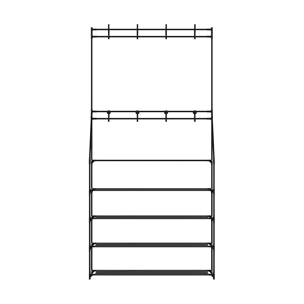 Artiss Shoe Rack Hall Tree 16 Pairs Black STACK-SHOE-05-BK