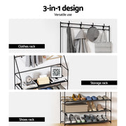 Artiss Shoe Rack Hall Tree 16 Pairs Black STACK-SHOE-05-BK