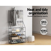 Artiss Shoe Rack Hall Tree 16 Pairs Black STACK-SHOE-05-BK