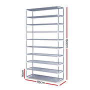 Artiss Shoe Rack Cabinet Stackable 10-Tier Grey STACK-SHOE-SR-02