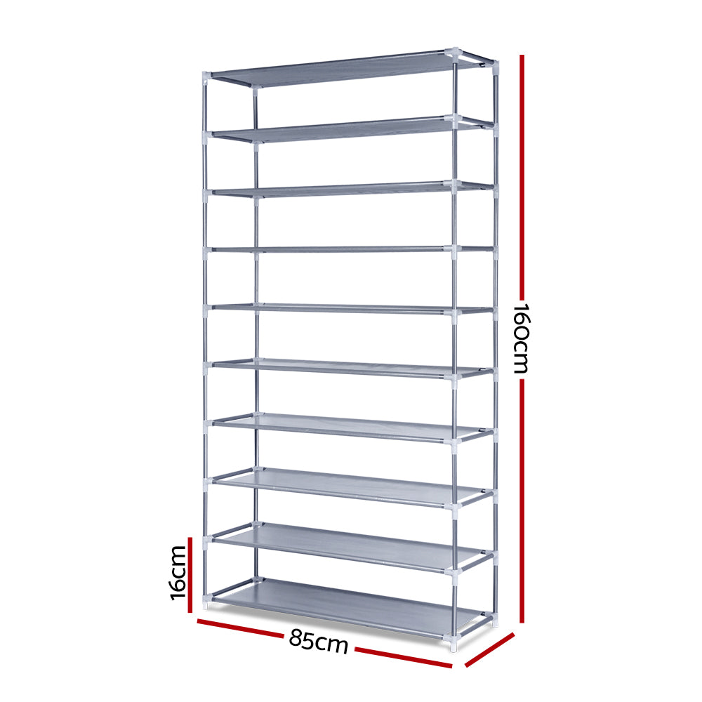 Artiss Shoe Rack Cabinet Stackable 10-Tier Grey STACK-SHOE-SR-02