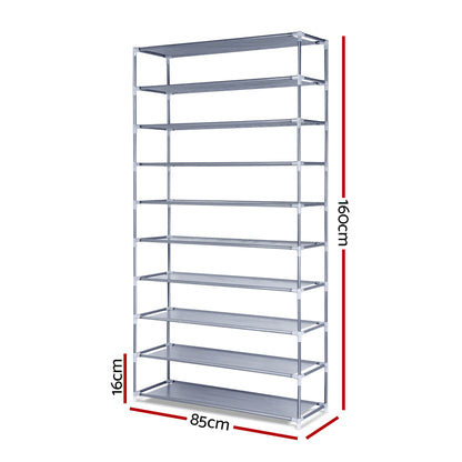 Artiss Shoe Rack Cabinet Stackable 10-Tier Grey STACK-SHOE-SR-02