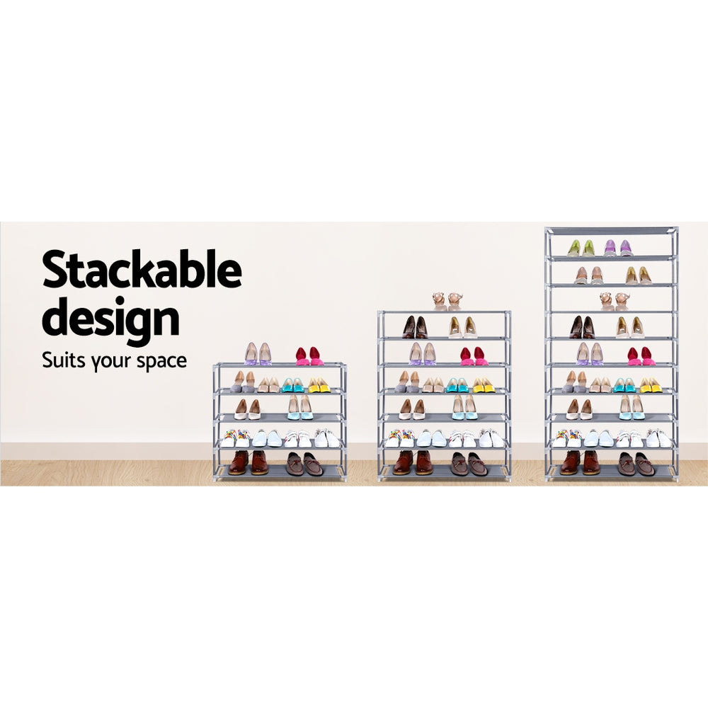 Artiss Shoe Rack Cabinet Stackable 10-Tier Grey STACK-SHOE-SR-02