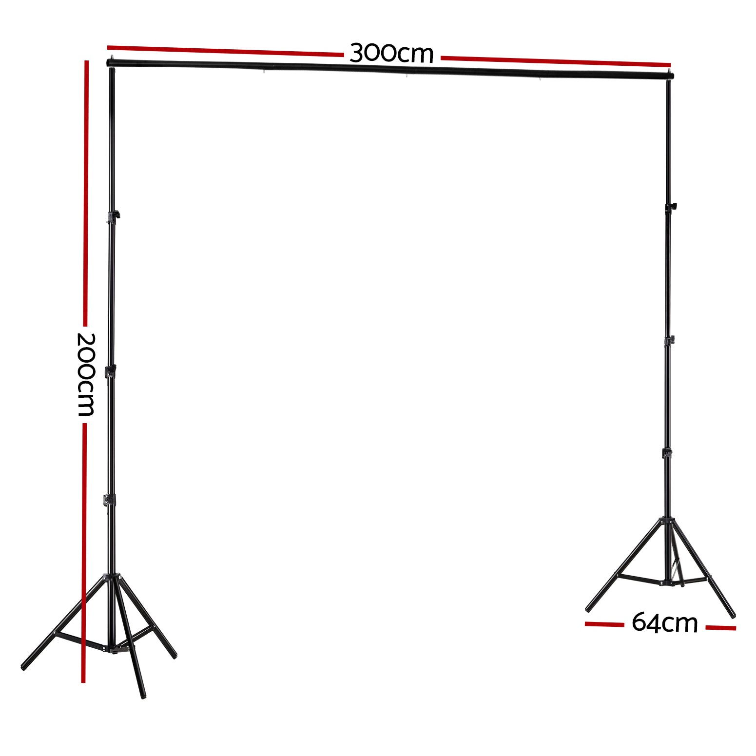 2X3M Photography Backdrop Stand Kit Studio Screen Photo Background Support Set STAND-BACKDROP-2X3-BK