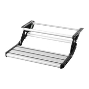 Weisshorn Manual Pull Out Caravan Step Folding RV Entry Stair 200KG Capacity Non-Slip Aluminium STEP-CV-1S-FOLD-SI