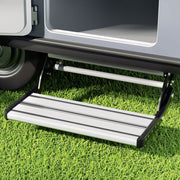 Weisshorn Manual Pull Out Caravan Step Folding RV Entry Stair 200KG Capacity Non-Slip Aluminium STEP-CV-1S-FOLD-SI