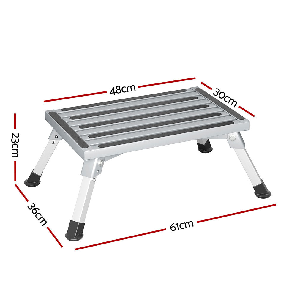 Weisshorn Caravan Step Folding Aluminium Step Ladder Stool STEP-CV-1S-STOOL-SI