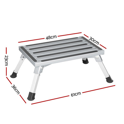Weisshorn Caravan Step Folding Aluminium Step Ladder Stool STEP-CV-1S-STOOL-SI