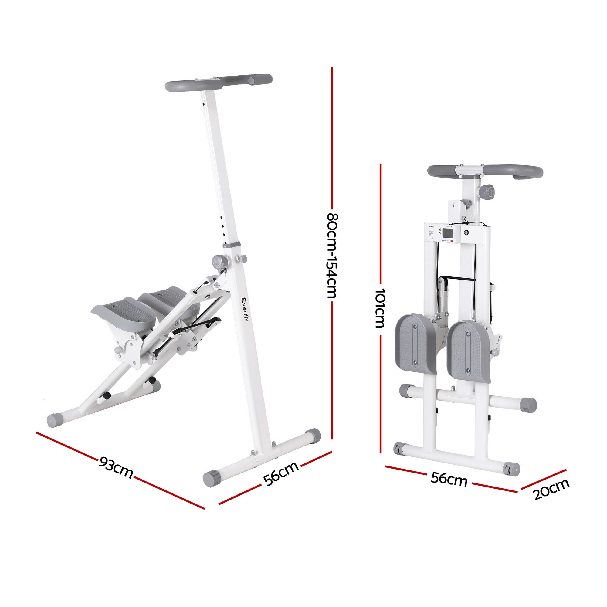 Everfit Step Machine Stair Climber for Home Gym Exercise Foldable LED Display Adjustable Handlebar STEPPER-TD04-WH