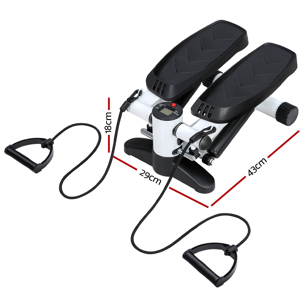Everfit Mini Stepper with Resistance Rope Aerobic Trainer 150KG White STEPPER-TH-WH-BK