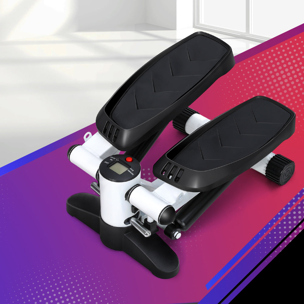 Everfit Mini Stepper with Resistance Rope Aerobic Trainer 150KG White STEPPER-TH-WH-BK