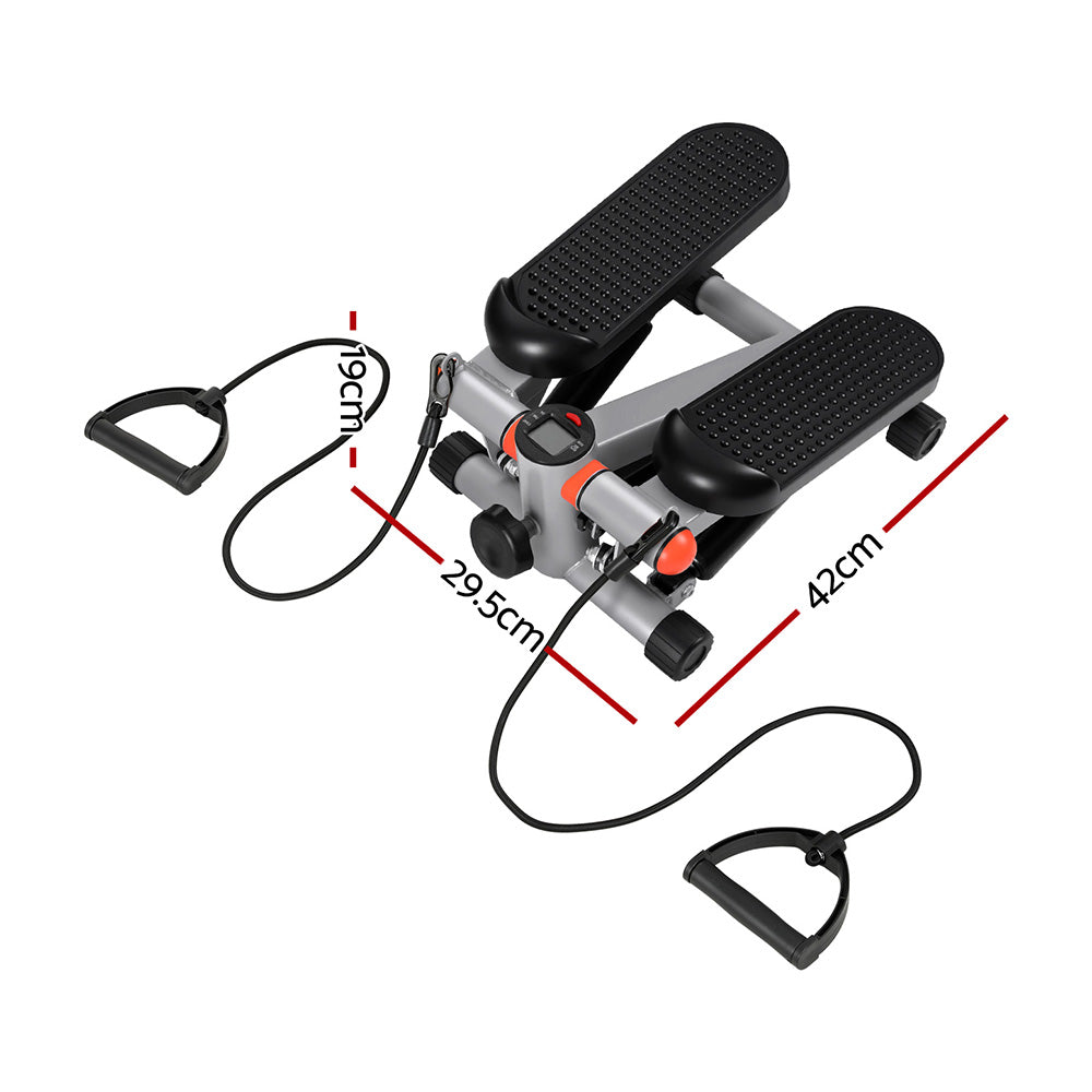 Everfit Mini Stepper with Resistance Rope Aerobic for Exercise Compact Home Workout Grey STEPPER-YG-GR-BK