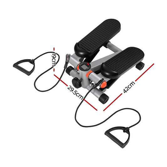 Everfit Mini Stepper with Resistance Rope Aerobic for Exercise Compact Home Workout Grey STEPPER-YG-GR-BK