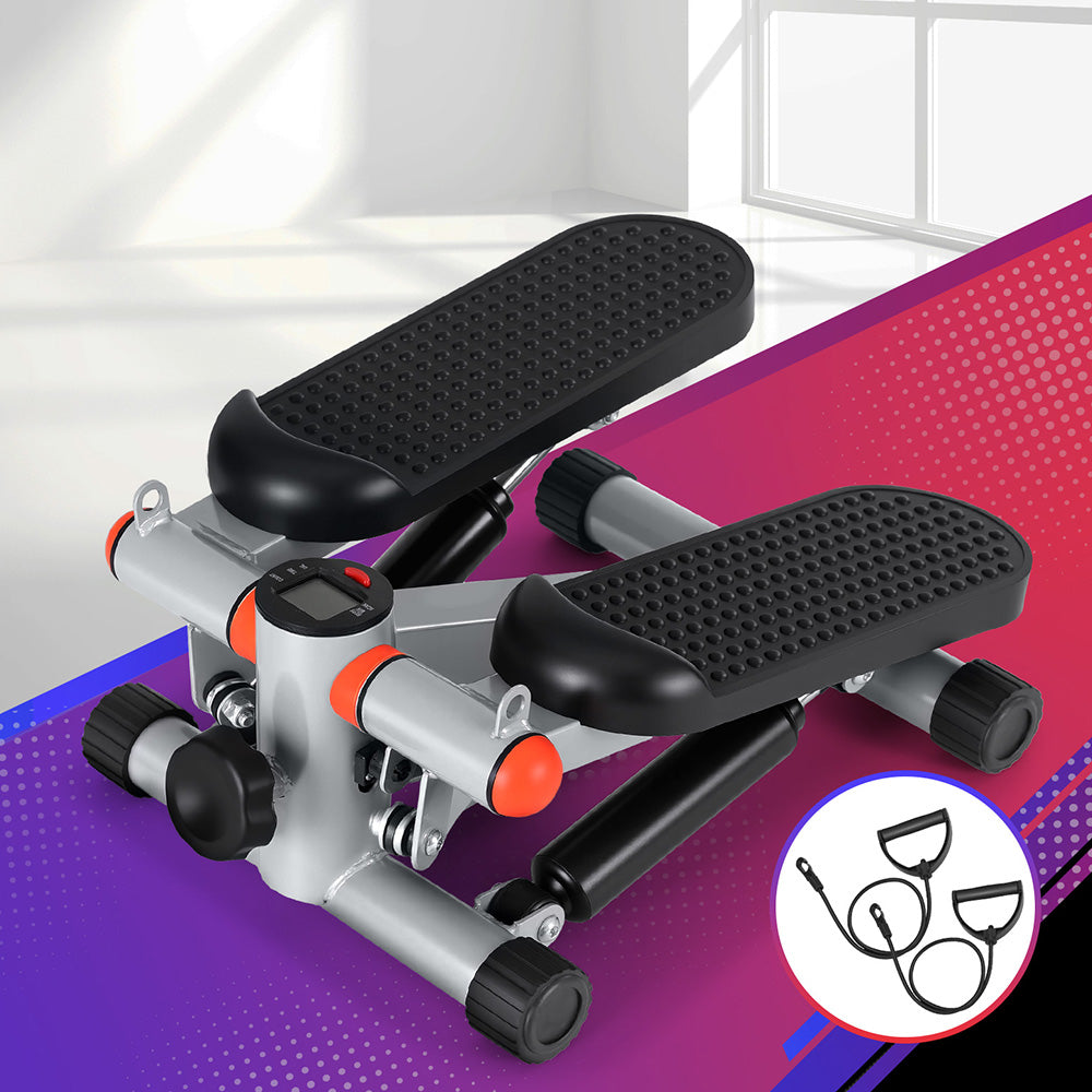 Everfit Mini Stepper with Resistance Rope Aerobic for Exercise Compact Home Workout Grey STEPPER-YG-GR-BK