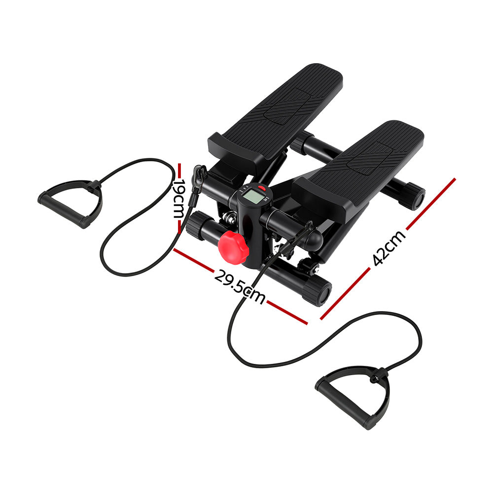 Everfit Mini Stepper with Resistance Rope Aerobic for Exercise Compact Home Workout Black STEPPER-YG-RD-BK