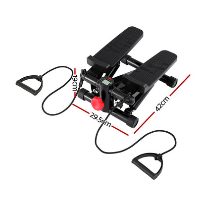Everfit Mini Stepper with Resistance Rope Aerobic for Exercise Compact Home Workout Black STEPPER-YG-RD-BK