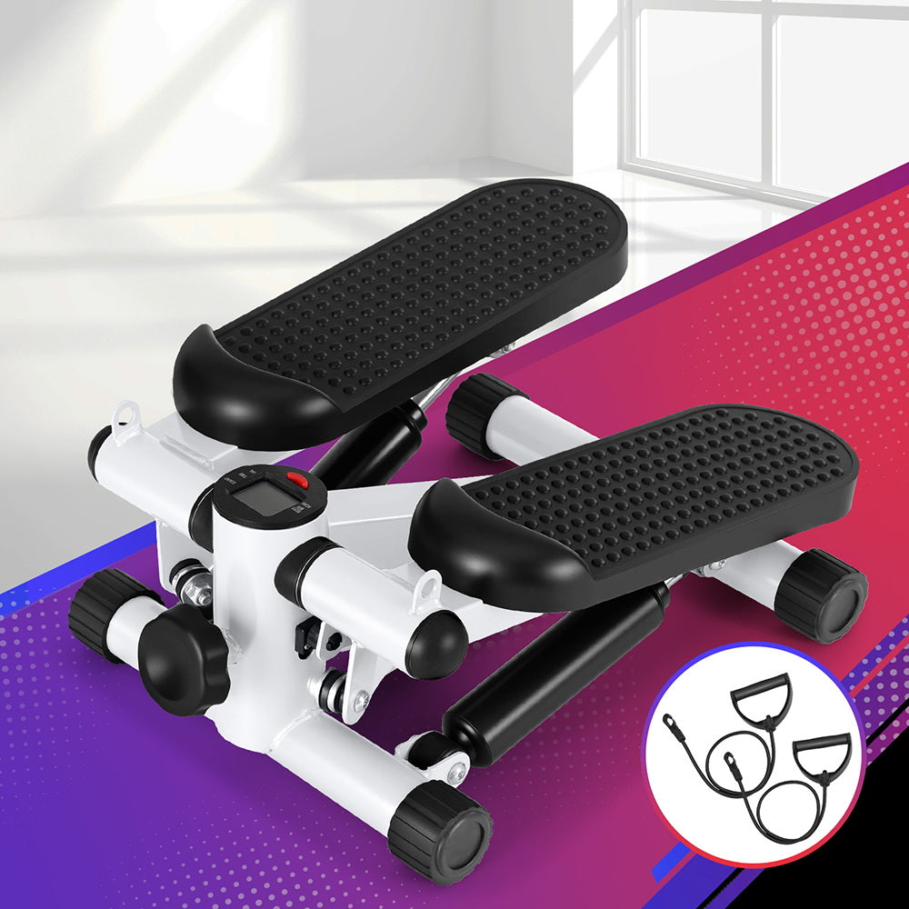Everfit Mini Stepper with Resistance Rope Aerobic for Exercise Compact Home Workout White STEPPER-YG-WH-BK