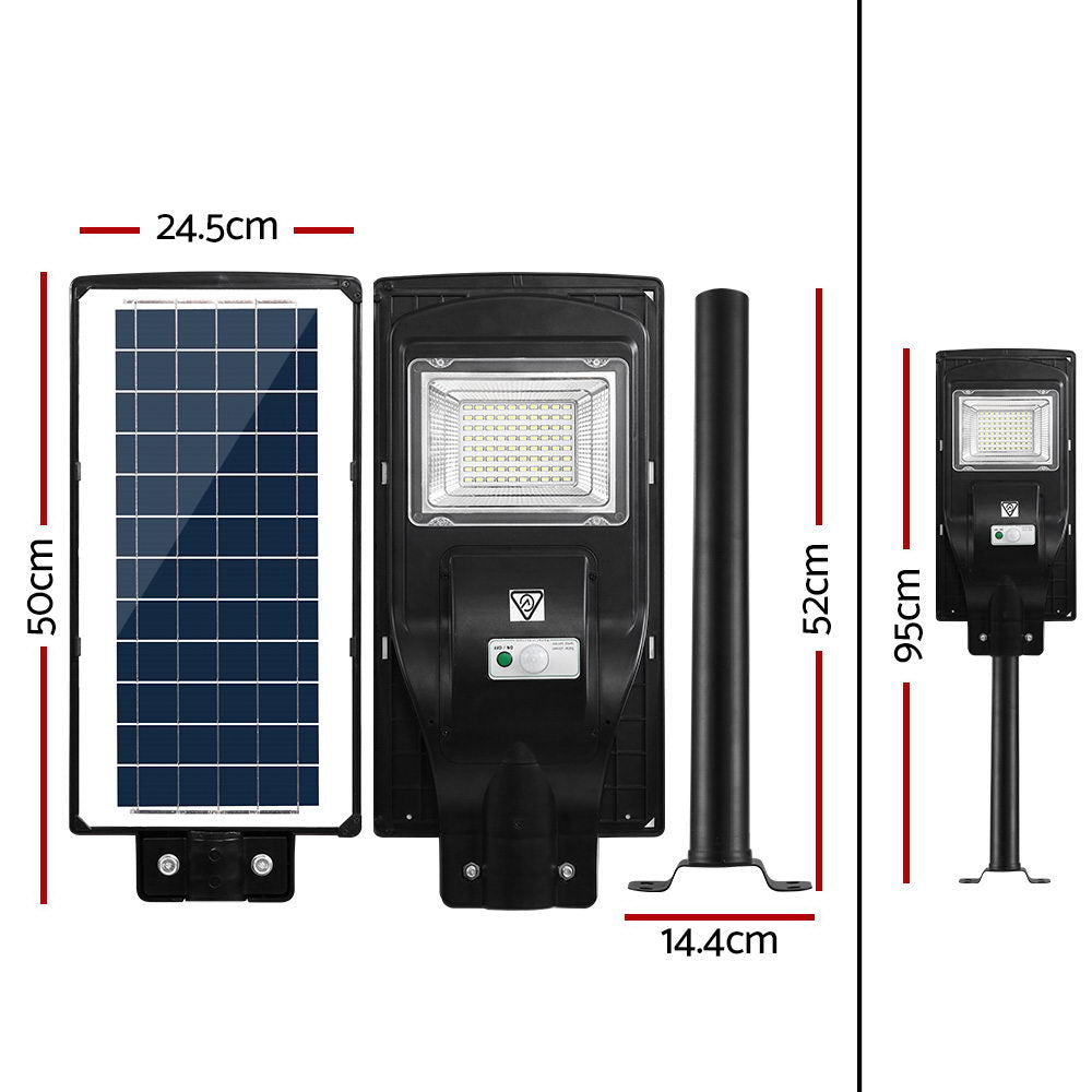 Leier 80 LED Solar Street Light 90W Flood Motion Sensor Remote Outdoor Wall Lamp x2 STL-OP-90WX2