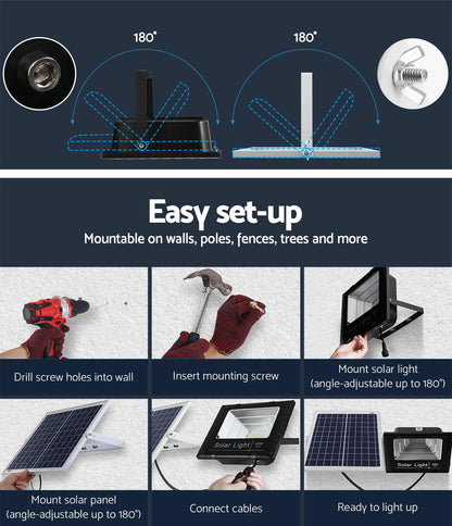 Leier 80 LED Solar Street Light 60W Flood Motion Sensor Remote Outdoor Wall Lamp STL-SP-60W