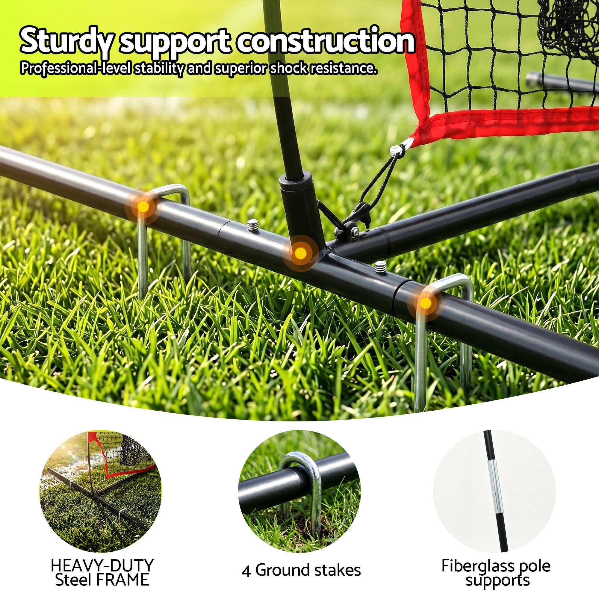 Everfit 1.8m Football Training Net 5 Target Portable Soccer Goal Nets Rebounder STN-5P-RD