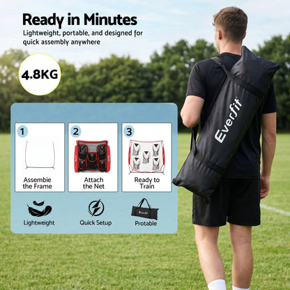 Everfit 1.8m Football Training Net 5 Target Portable Soccer Goal Nets Rebounder STN-5P-RD