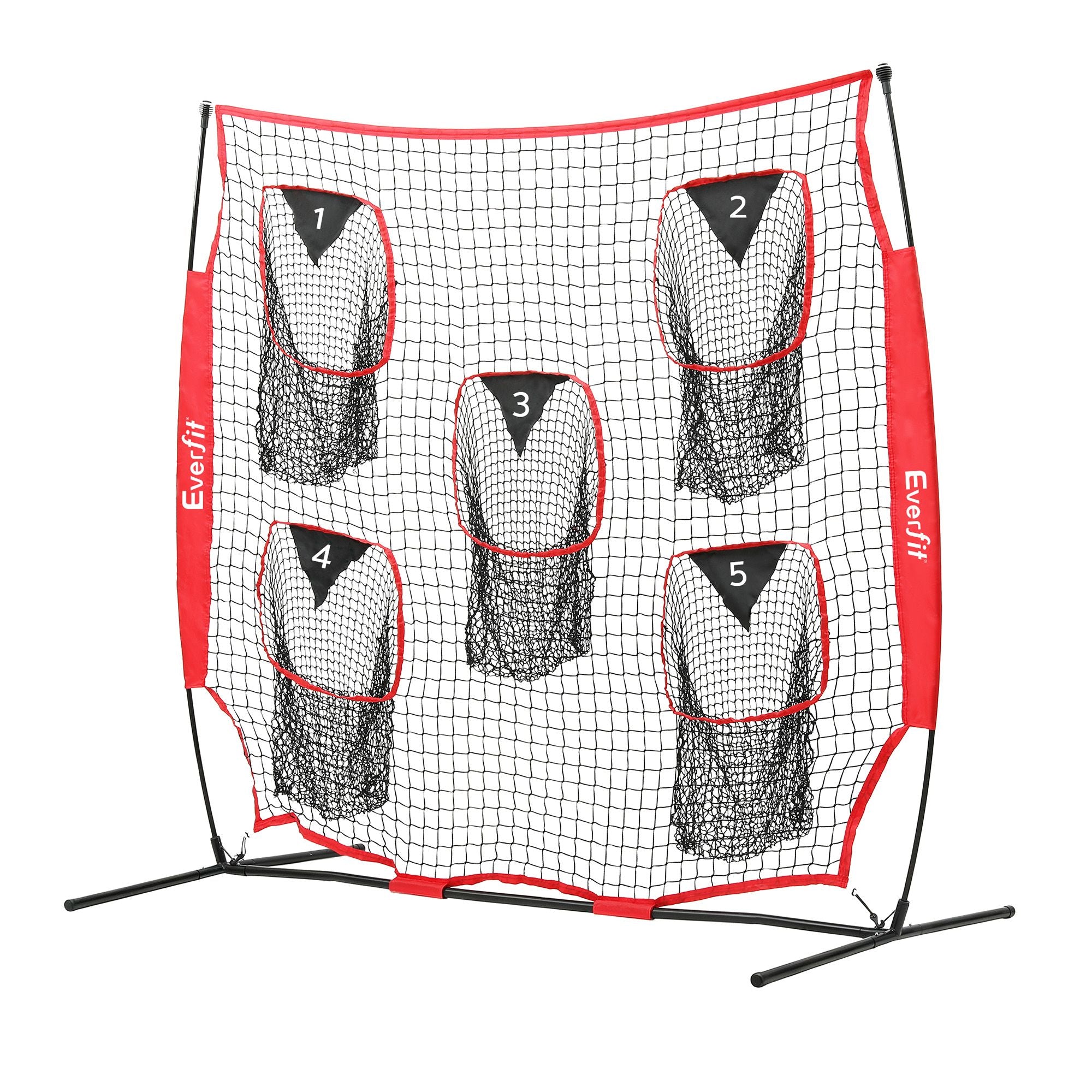 Everfit 1.8m Football Training Net 5 Target Portable Soccer Goal Nets Rebounder STN-5P-RD