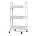 Artiss Storage Trolley Kitchen Cart 3 Tiers Rack Shelf Organiser Wheels White STR-3T-80-WH
