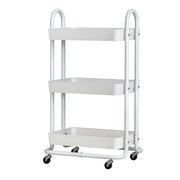 Artiss Storage Trolley Kitchen Cart 3 Tiers Rack Shelf Organiser Wheels White STR-3T-80-WH