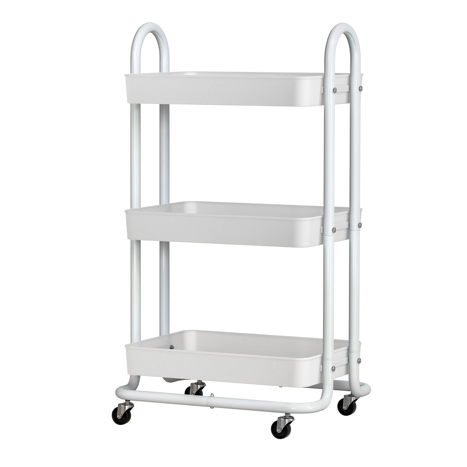 Artiss Storage Trolley Kitchen Cart 3 Tiers Rack Shelf Organiser Wheels White STR-3T-80-WH