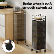 Artiss Storage Trolley Kitchen Cart 5 Tiers Storage Rack Black STR-5T-ROT-BK