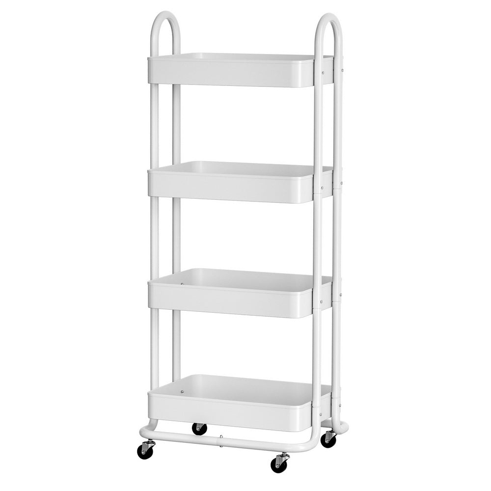 Artiss Storage Trolley Kitchen Cart 4 Tiers White STR-B-4T-100-WH