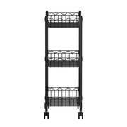Artiss 3-Tier Shelving Unit Adjustable Garage Storage Kitchen Rack With Wheels SU-45X70-ROLL-BK