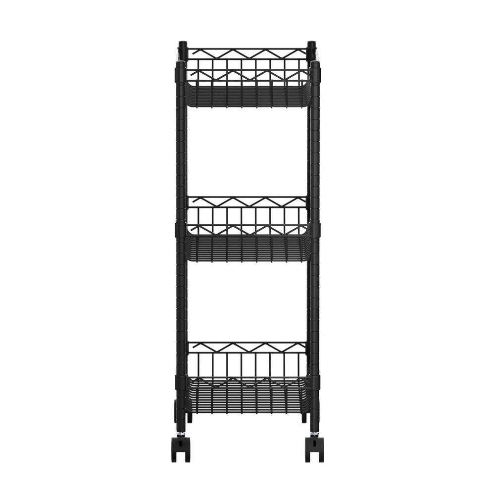 Artiss 3-Tier Shelving Unit Adjustable Garage Storage Kitchen Rack With Wheels SU-45X70-ROLL-BK
