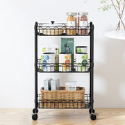 Artiss 3-Tier Shelving Unit Adjustable Garage Storage Kitchen Rack With Wheels SU-45X70-ROLL-BK
