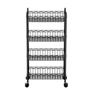 Artiss 4-Tier Shelving Unit Adjustable Garage Storage Kitchen Rack With Wheels SU-45X90-ROLL-BK