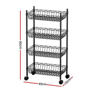 Artiss 4-Tier Shelving Unit Adjustable Garage Storage Kitchen Rack With Wheels SU-45X90-ROLL-BK