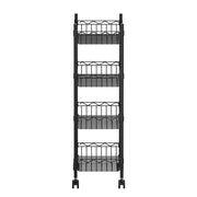 Artiss 4-Tier Shelving Unit Adjustable Garage Storage Kitchen Rack With Wheels SU-45X90-ROLL-BK