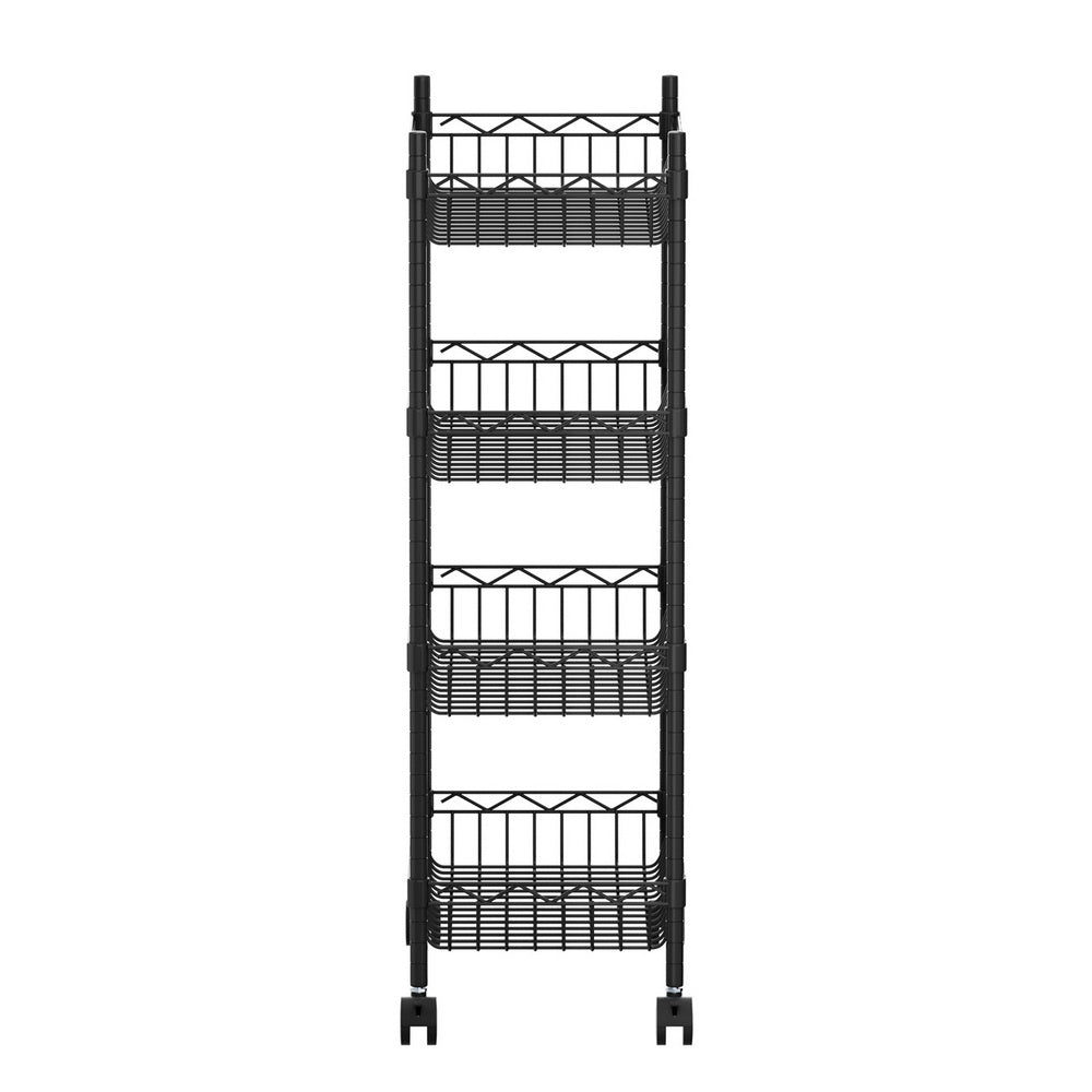 Artiss 4-Tier Shelving Unit Adjustable Garage Storage Kitchen Rack With Wheels SU-45X90-ROLL-BK