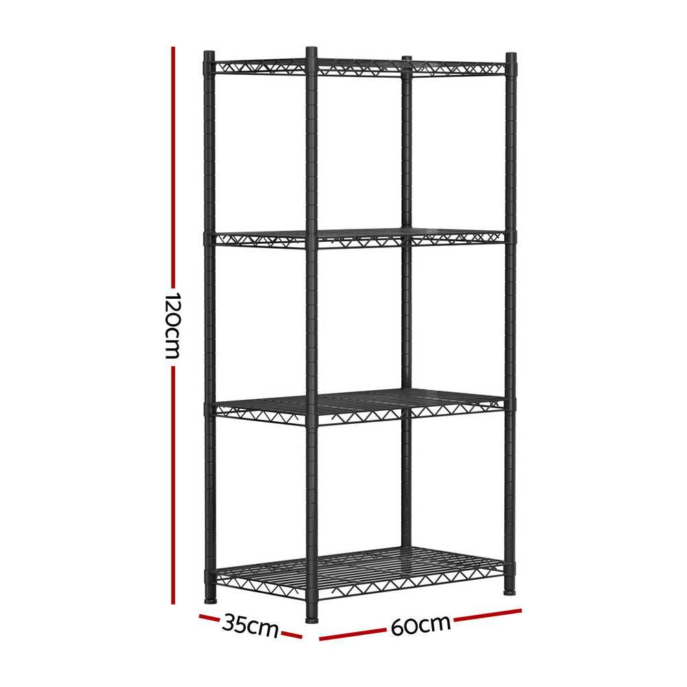 Artiss 4-Tier Shelving Unit Adjustable Garage Storage Shelves Kitchen Rack Steel SU-60X120-BK