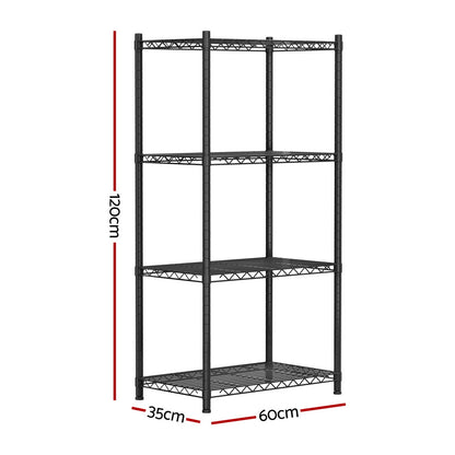 Artiss 4-Tier Shelving Unit Adjustable Garage Storage Shelves Kitchen Rack Steel SU-60X120-BK