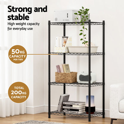 Artiss 4-Tier Shelving Unit Adjustable Garage Storage Shelves Kitchen Rack Steel SU-60X120-BK