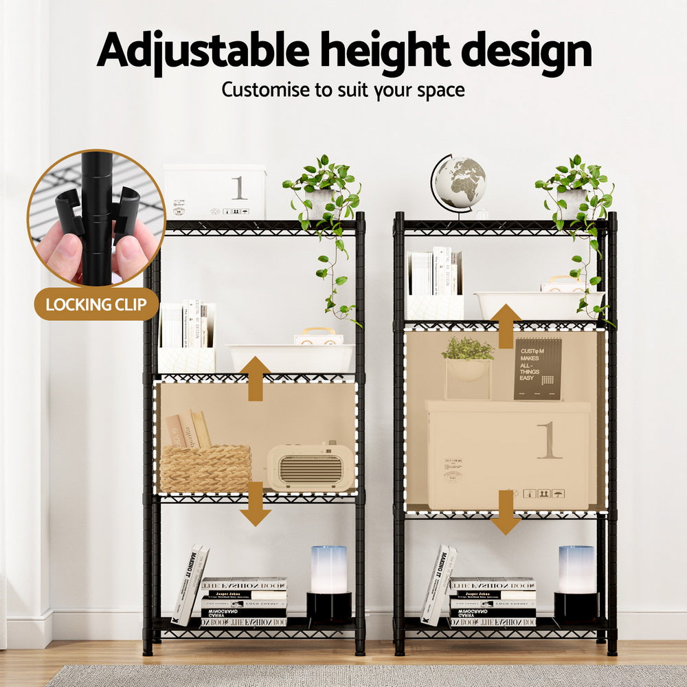 Artiss 4-Tier Shelving Unit Adjustable Garage Storage Shelves Kitchen Rack Steel SU-60X120-BK