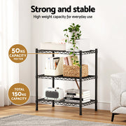 Artiss 3-Tier Shelving Unit Adjustable Garage Storage Shelves Kitchen Rack Steel SU-60X70-BK