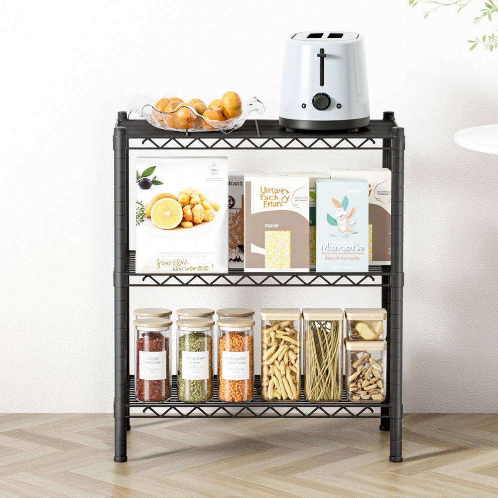 Artiss 3-Tier Shelving Unit Adjustable Garage Storage Shelves Kitchen Rack Steel SU-60X70-BK
