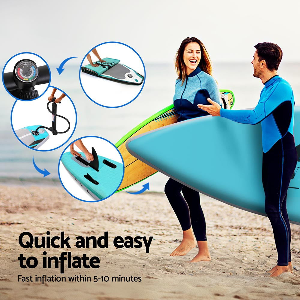 Weisshorn Stand Up Paddle Board 10.5ft Inflatable SUP Surfboard Paddleboard Kayak Surf Green SUP-D-105FT-83-15-GN